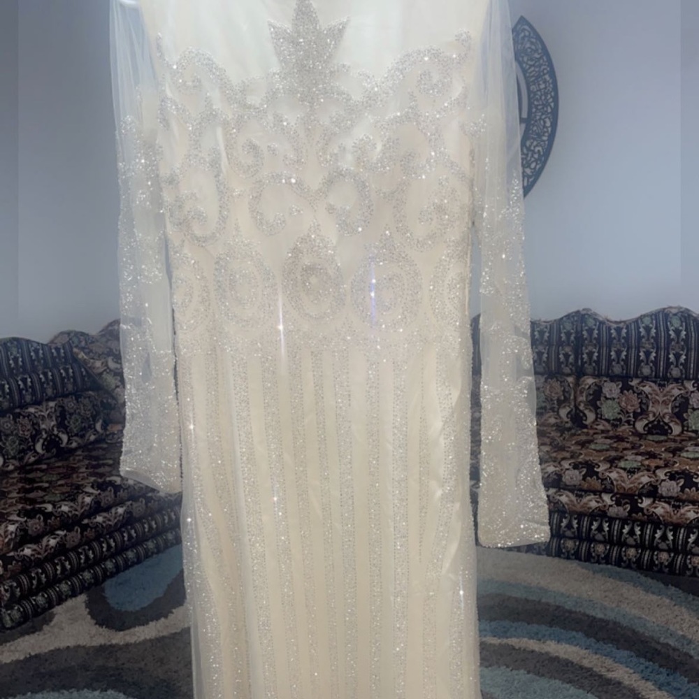 Long sleeve long beaded dress